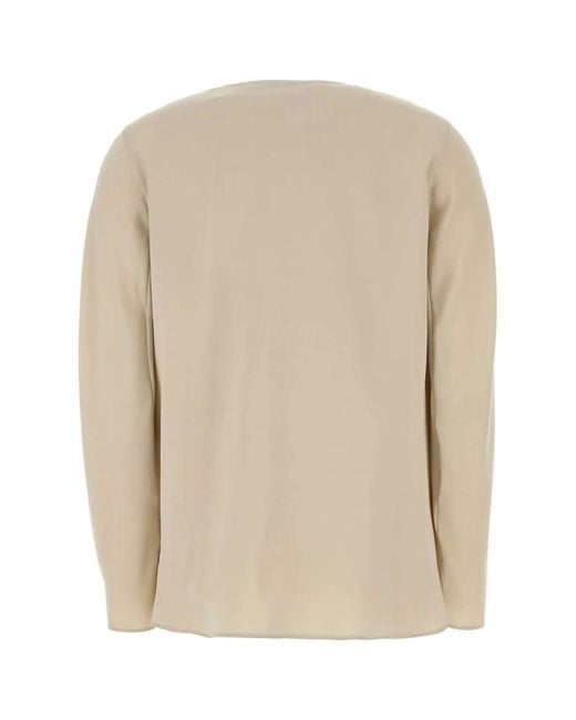 Max Mara Natural Sand Stretch Silk Mitico Blouse