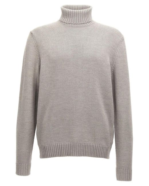 Zanone Gray Turtle-Neck Sweater for men