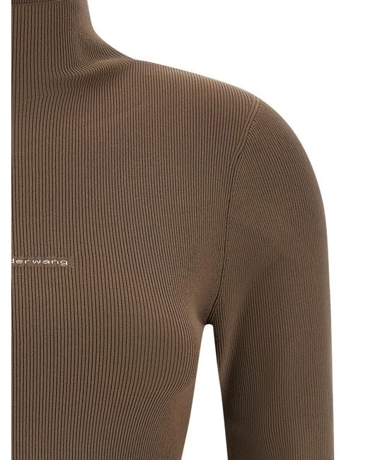 Alexander Wang Brown Logo Ribbed Sweater