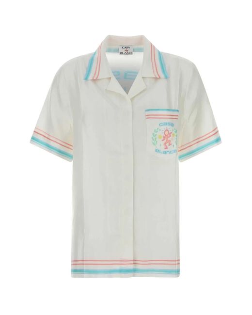 Casablanca White Dance Joy Cuban Collar Ss Shirt