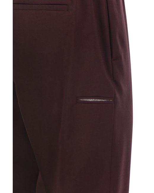 Peserico Purple Virgin Wool Trousers With Elasticated Waistband