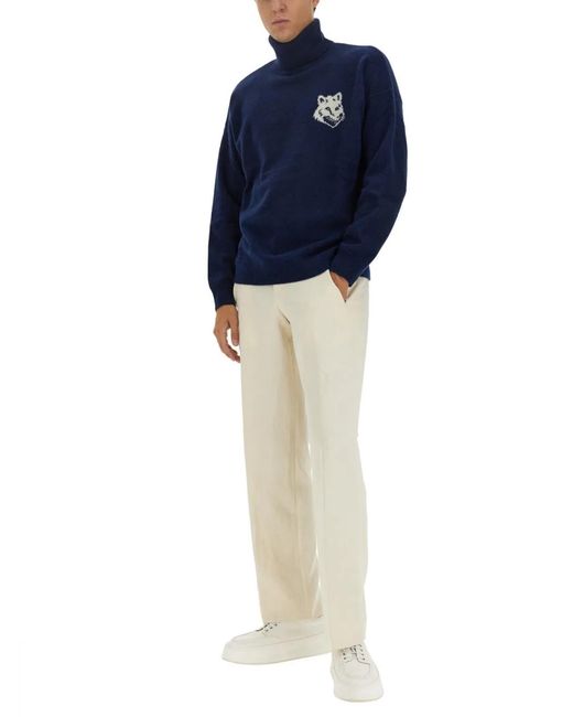 Maison Kitsuné Blue Maison Kitsuné Fox Head Jersey for men