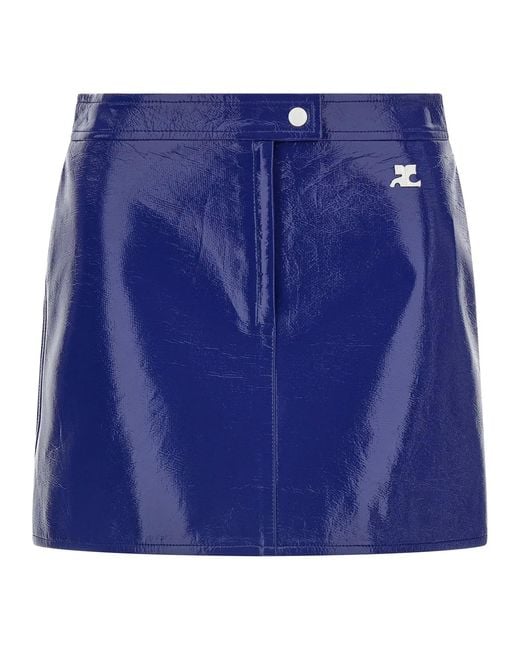 Courreges Blue 'Reedition Vinyl' Skirt