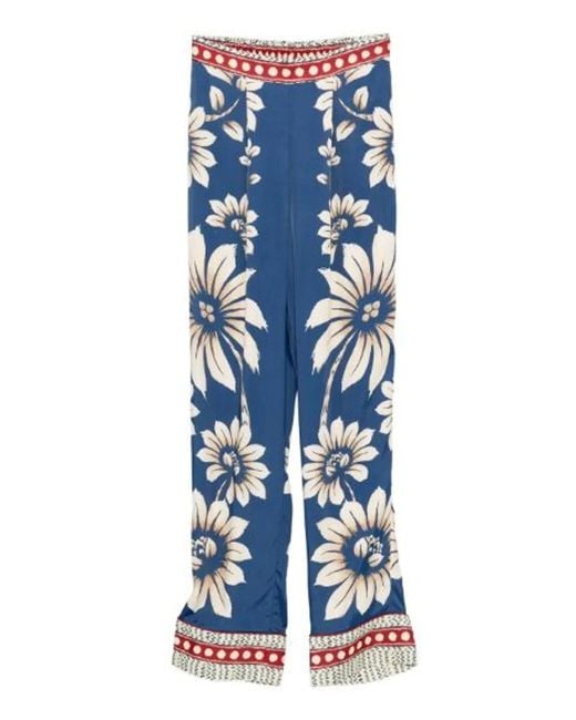 Farm Rio Blue Luna Silk Trousers
