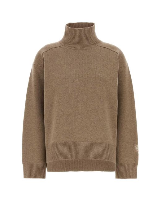 Tory Burch Brown Biscuit Wool Oversize Sweater