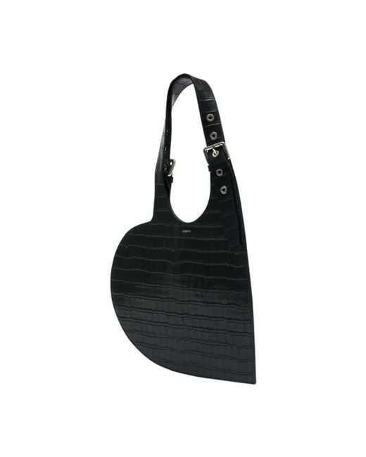 Coperni Black Croco Belt Heart Shoulder Bag