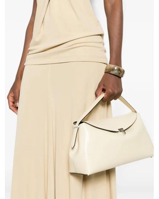 Totême Natural "T-Lock" Leather Top Handle Bag