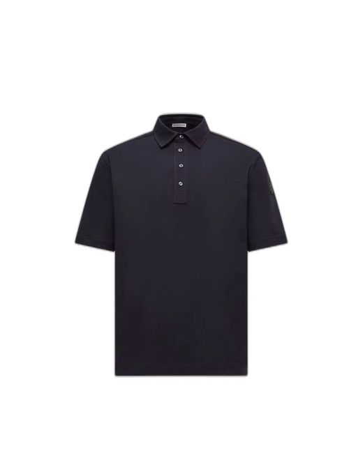 Moncler Blue Logo-Patch Polo Shirt for men