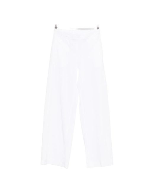 Via Masini 80 White Striaght-Leg Trousers