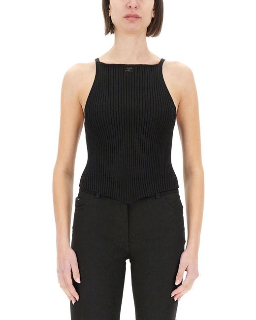 Courreges Black Courregès Ribbed Tank Top