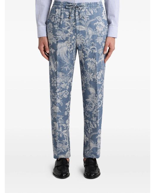 Etro Blue Cotton Jogger Pants for men
