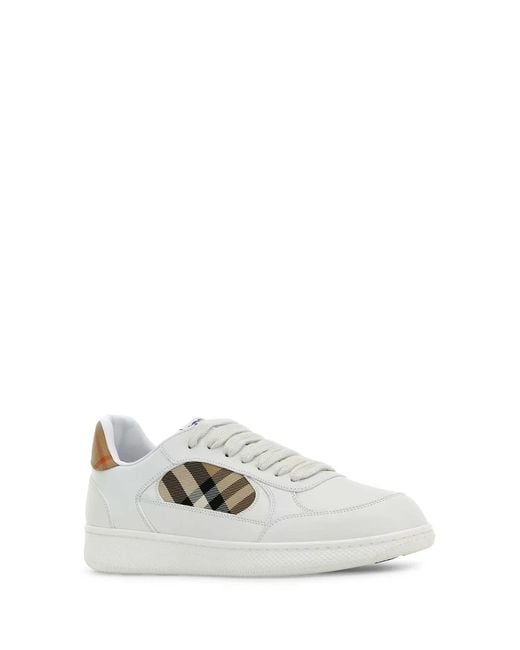 Burberry White Leather Sneakers for men