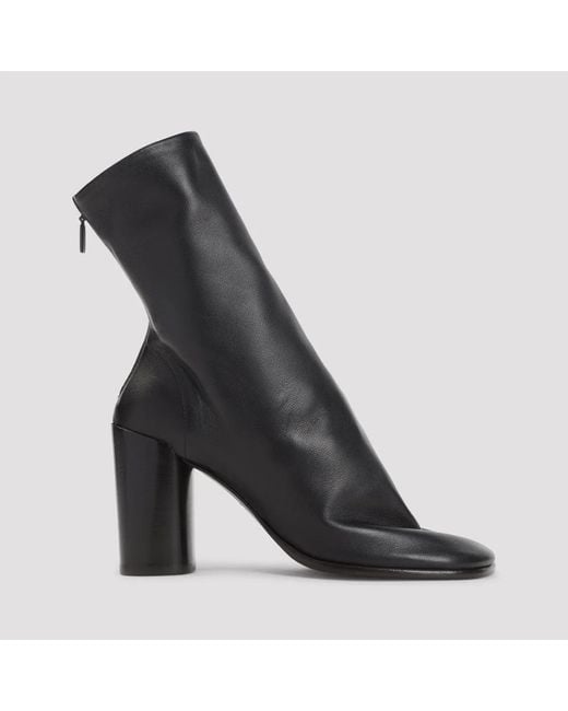 Lemaire Black Dark Chocolate Cuir Dagneau Glove Ankle 80 Boots