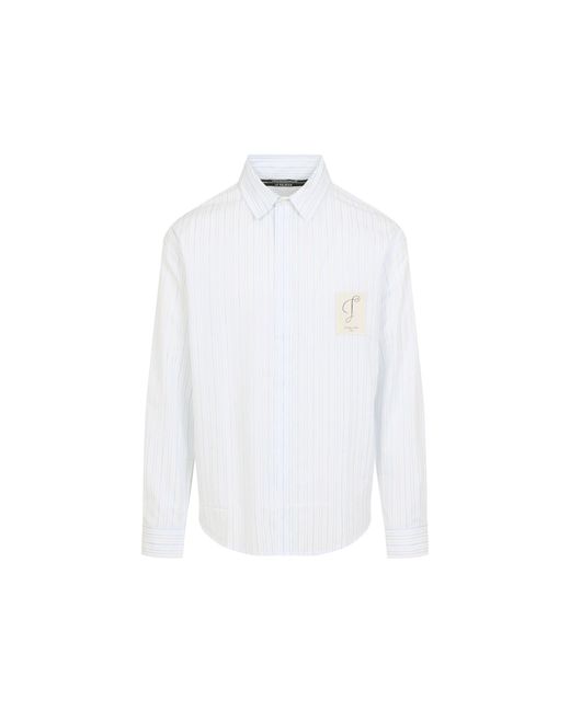 Jacquemus White Striped Logo Simon Shirt for men