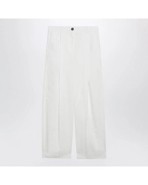 Totême White Singlepleat Organic Cotton Trousers
