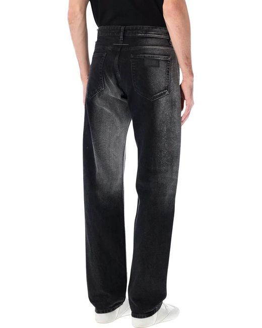 MM6 by Maison Margiela Black Faded Straight-Leg Jeans for men