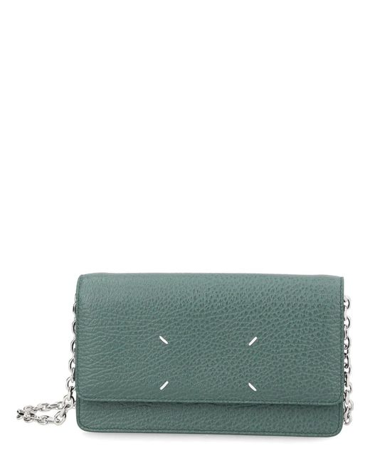 Maison Margiela Green "Four Stitches" Wallet With Chain