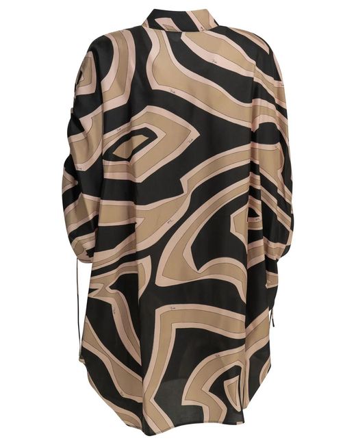 Emilio Pucci Black "Labirinto" Short Kaftan Dress