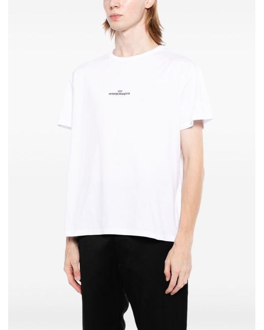 Maison Margiela White Distorted Logo T-Shirt for men