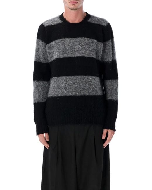 Howlin' By Morrison Black Shaggy Bear Chunky Striped Wool Sweater for men