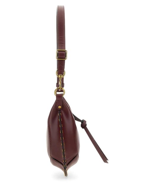 Isabel Marant Purple Oskan Moon Studded Shoulder Bag