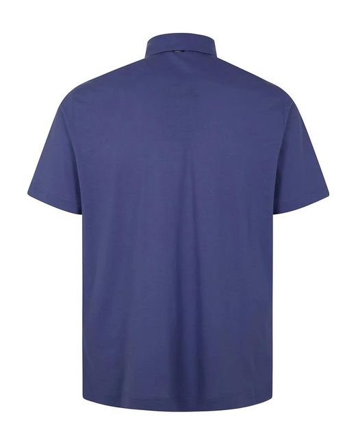 Herno Blue Knitted Polo Shirt for men