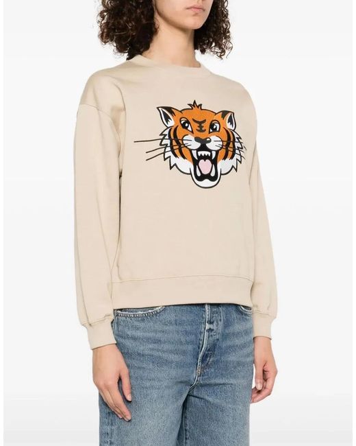 KENZO White Happy Tiger Logo Sweatshirt