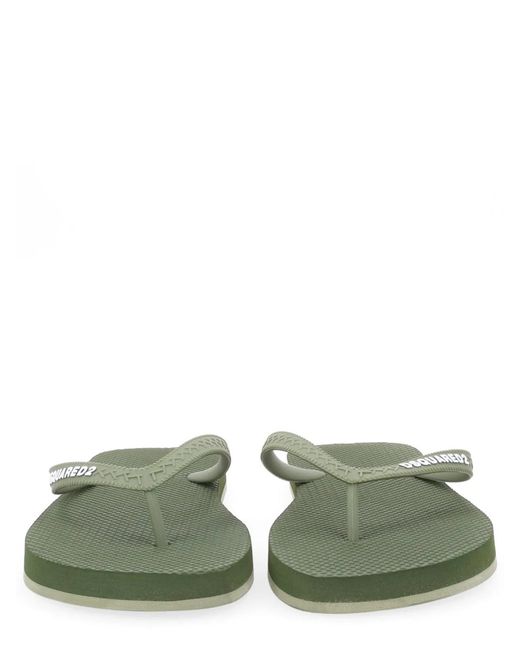 DSquared² Green Flip Plop Slipper With Logo for men