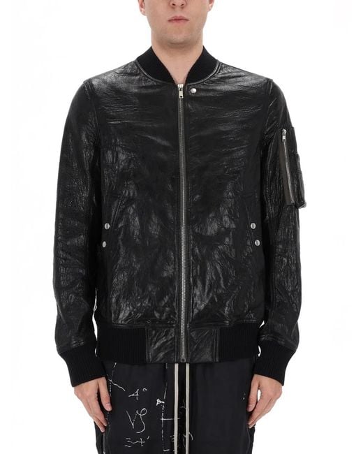 Rick Owens Black Bomber Jacket "Classic Flight" for men