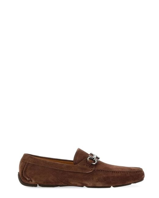 Ferragamo Brown Moccasin Ornament Gancini for men