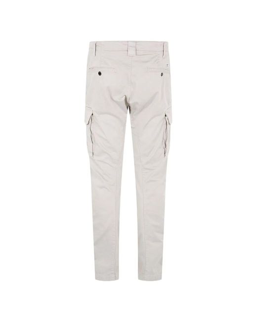 C P Company Gray C.P.Company Stretch Sateen Ergonomic Cargo Pants for men
