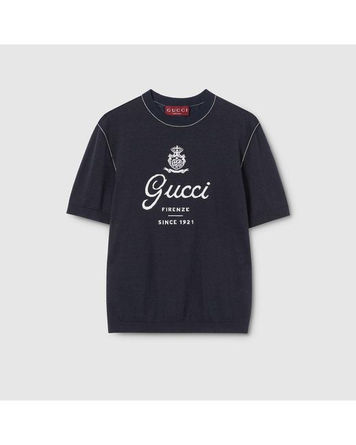 Gucci Blue Wool Sweater With Short Sleeves