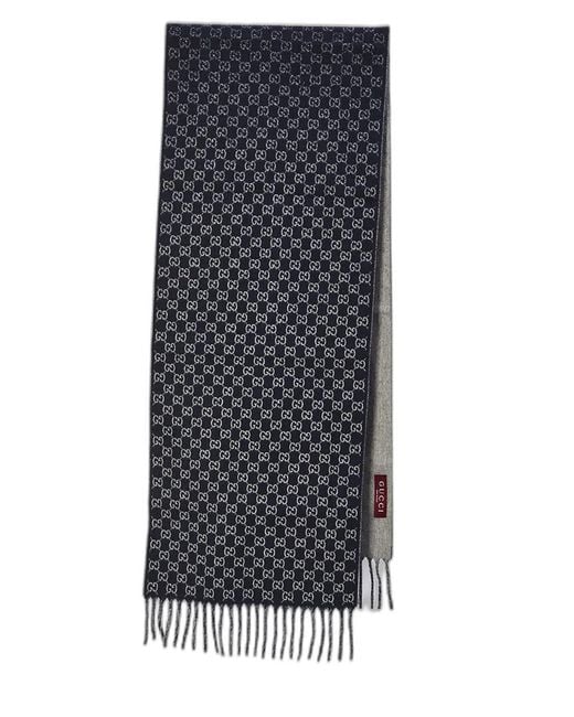 Gucci Blue Gg Wool Cashmere Scarf for men