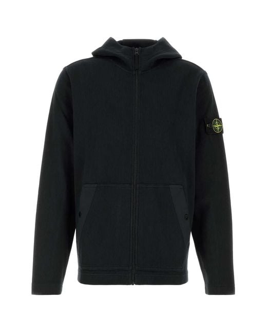 Stone Island Black Hoodie Sweater for men