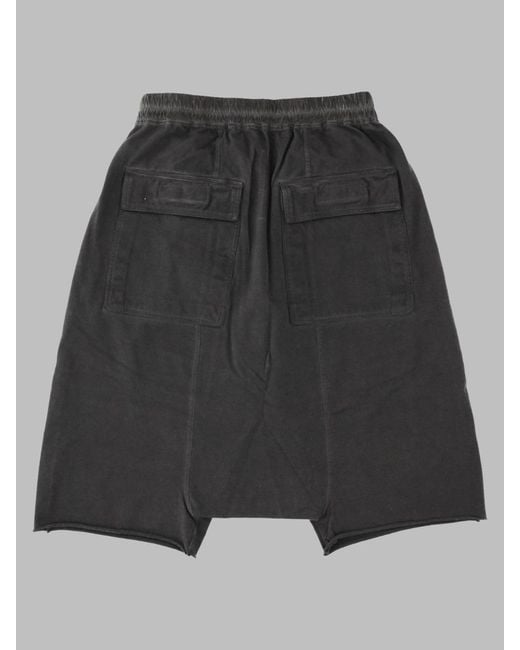 Rick Owens Black Contrast Drawstring Flap Pocket Cotton Shorts for men