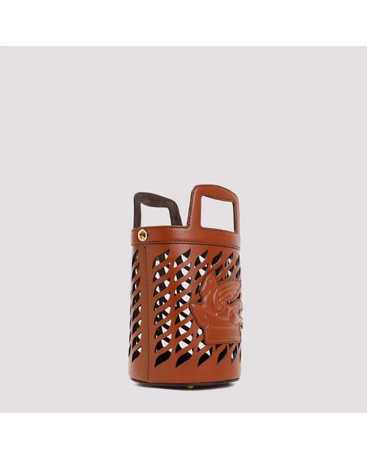 Etro Brown Leather Coffa Bucket Bag
