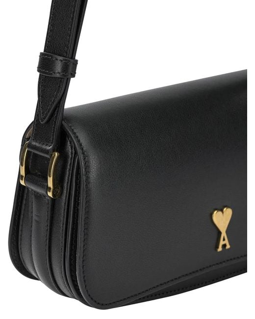AMI Black "Paris Paris" Small Shoulder Bag