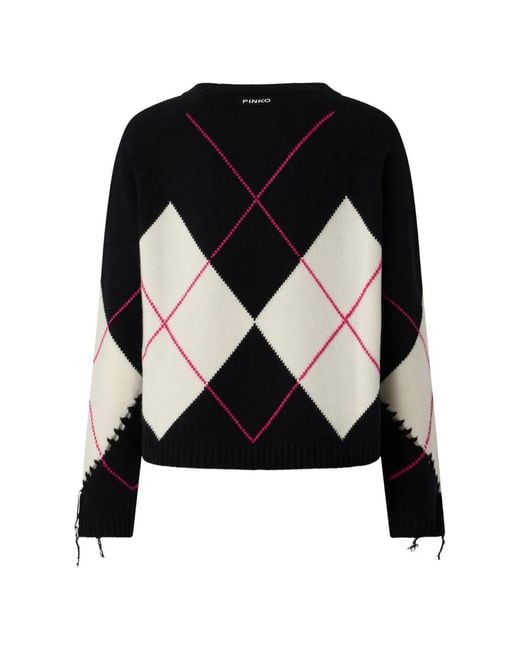 Pinko Black Berna Pull Argyle Traforato