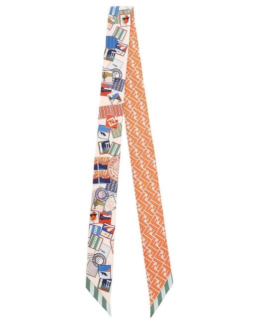 Fendi White Printed Silk Bandeau