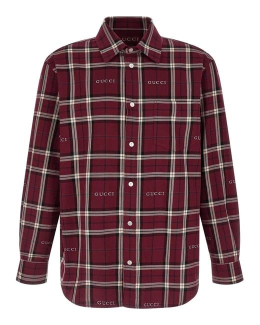 Gucci Red Tartan Shirt for men