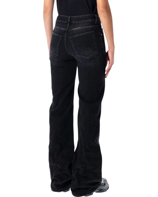 Balenciaga Blue Crinkled Effect Wide Leg Jeans With Washed And Worn-Out Details