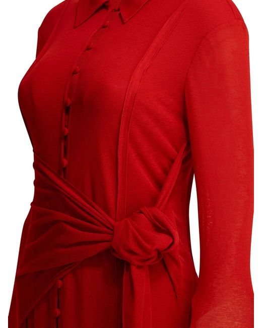Ganni Red Long Chemise Dress