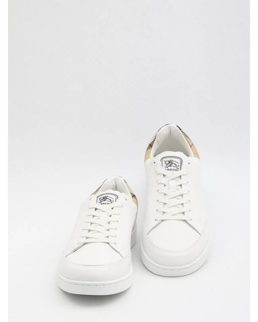 Burberry White Leather Sneakers for men