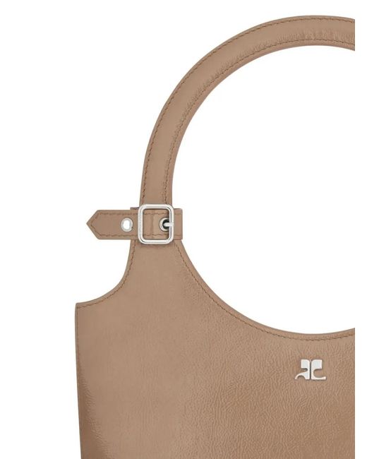 Courreges Brown Courregès Holy Leather Shoulder Bag With Rounded Handle
