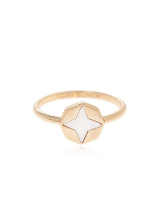 Tory Burch White Clover Logo Set Of Three Rings