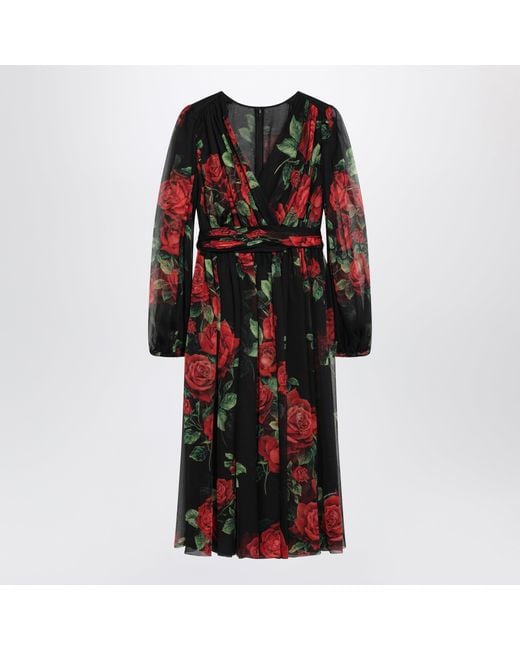 Dolce & Gabbana Black Dolce&Gabbana Dress With Rose Print