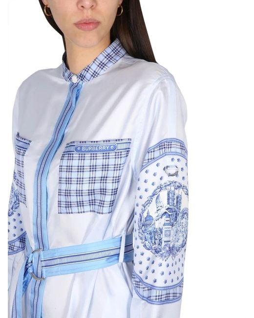 Burberry Blue Silk Chemisier Dress