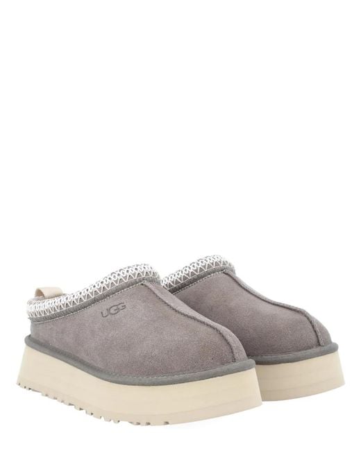 Ugg Gray Leather-Textile Flat