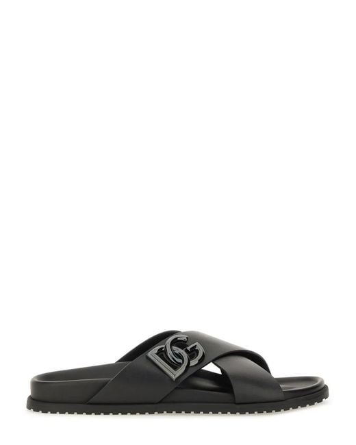 Dolce & Gabbana Black Dolce & Gabbana Calfskin Sandal for men