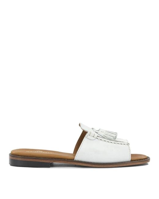 Sebago White Will Leather Leather Slides